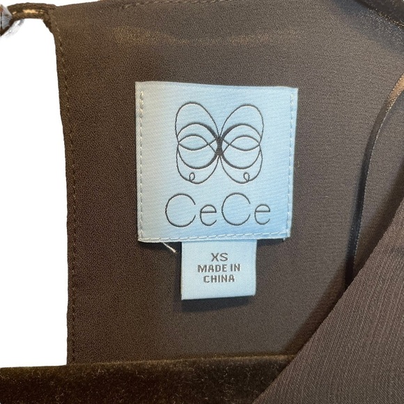 CeCe Ruffle Chiffon Shift Dress in Rich Black XS NWT NEW - Picture 5 of 7